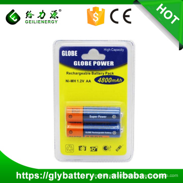 GLE alta qualidade OEM ODM 4800 mah 1.2 v ni-mh bateria aa bateria recarregável